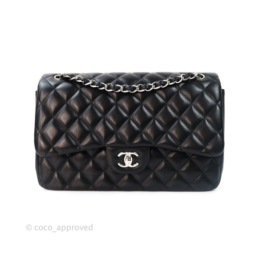 Chanel Jumbo Double Flap Black Lambskin Silver Hardware⁣⁣