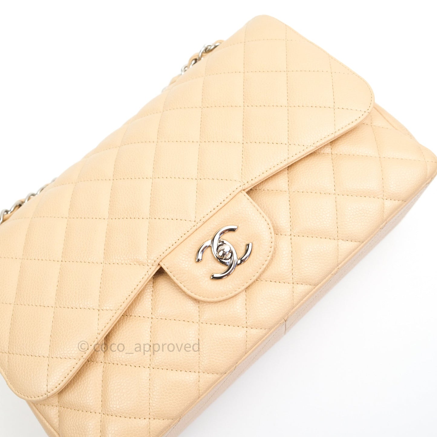 Chanel Jumbo Double Flap Beige Caviar Silver Hardware⁣⁣