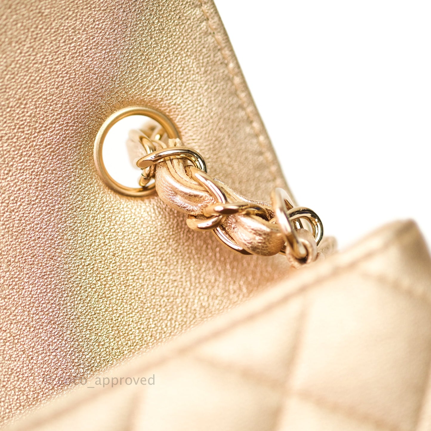 Chanel Quilted Mini Rectangular Iridescent Gold Lambskin Gold Hardware