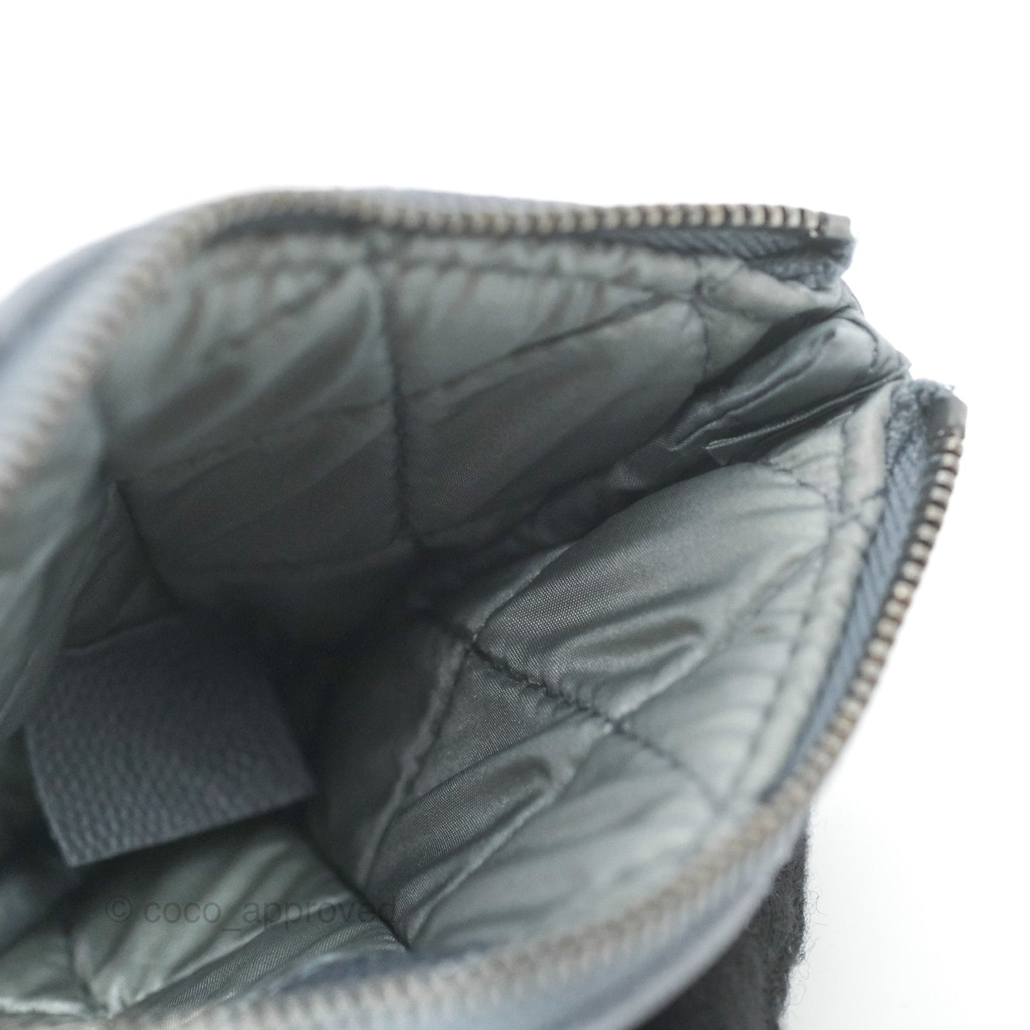 Chanel Quilted Mini O Case Dark Grey Blue Caviar Ruthenium Hardware