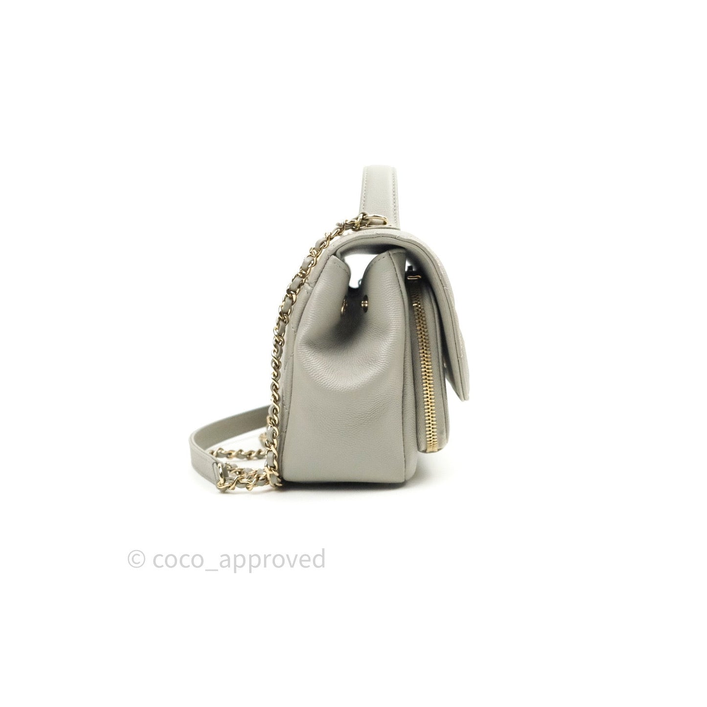 Chanel Quilted Small Business Affinity Flap Grey Caviar Light Gold Hardware