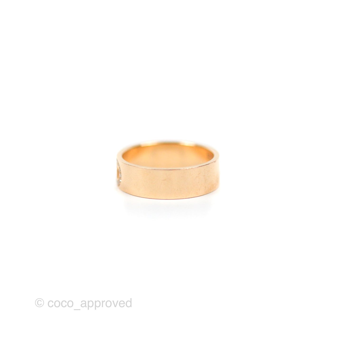 Hermes Rose Gold Diamond H d'ancre Ring 51