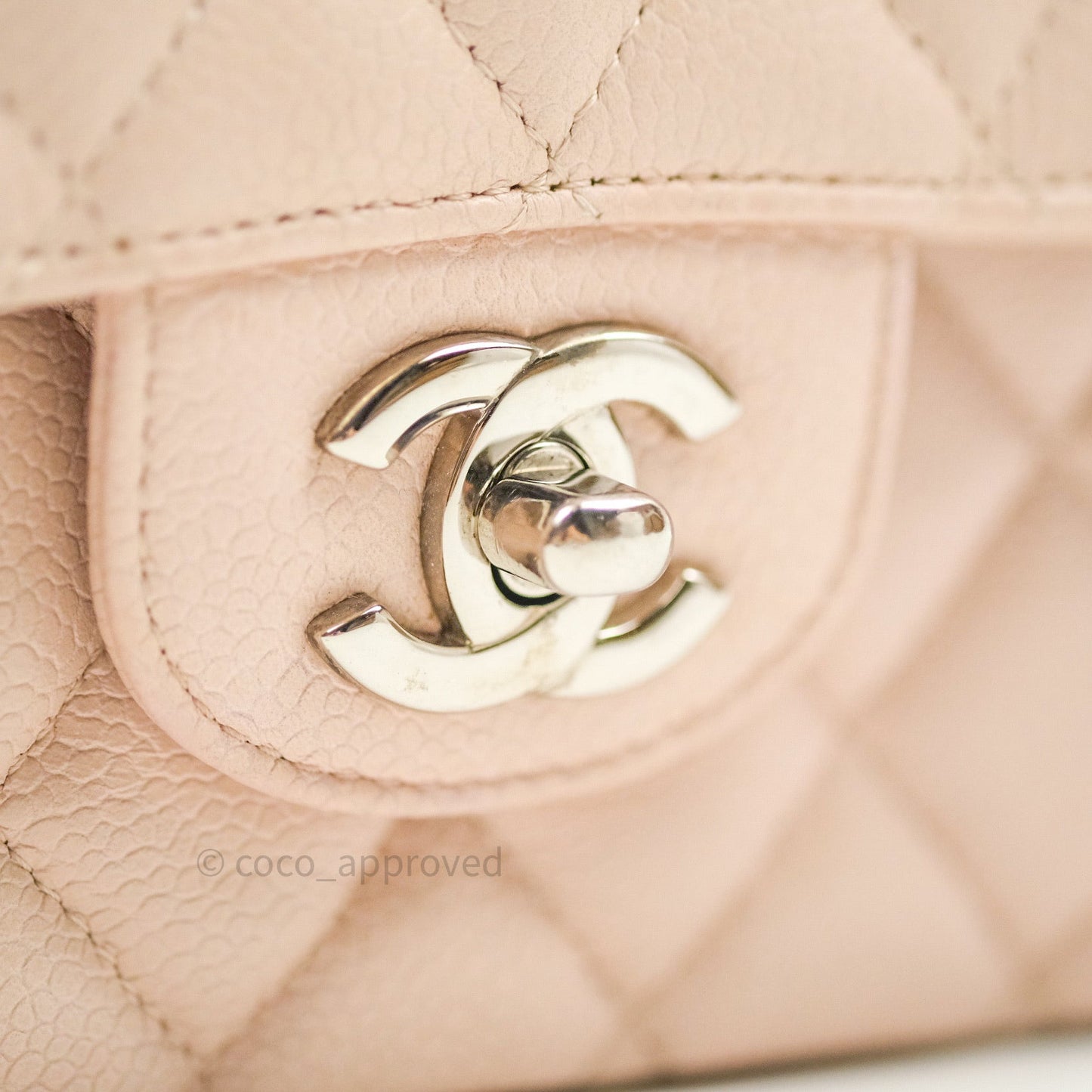 Chanel Classic M/L Medium Double Flap Sakura Pink Caviar Silver Hardware