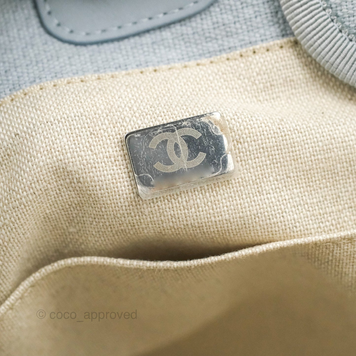 Chanel New Small Deauville Tote Light Blue Silver Hardware