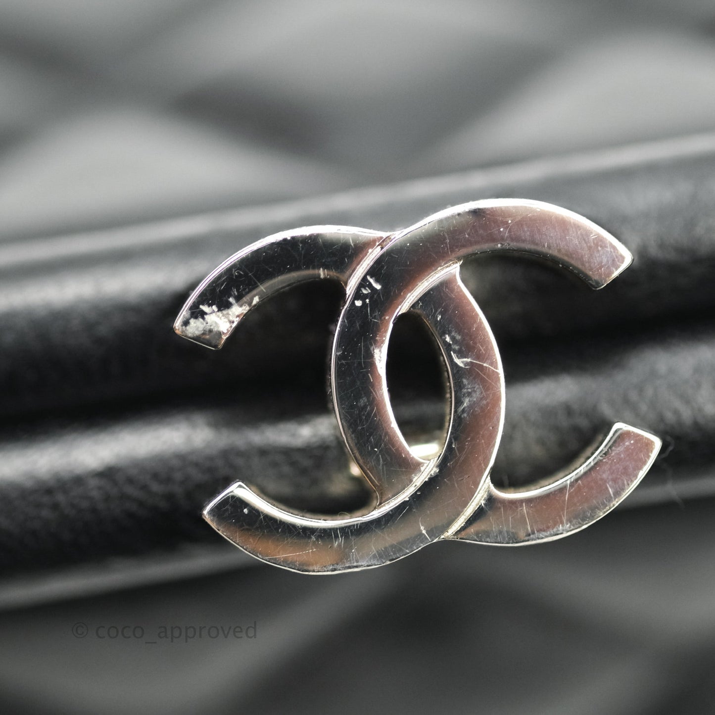 Chanel Quilted Timeless Kisslock Clutch Black Lambskin Silver Hardware