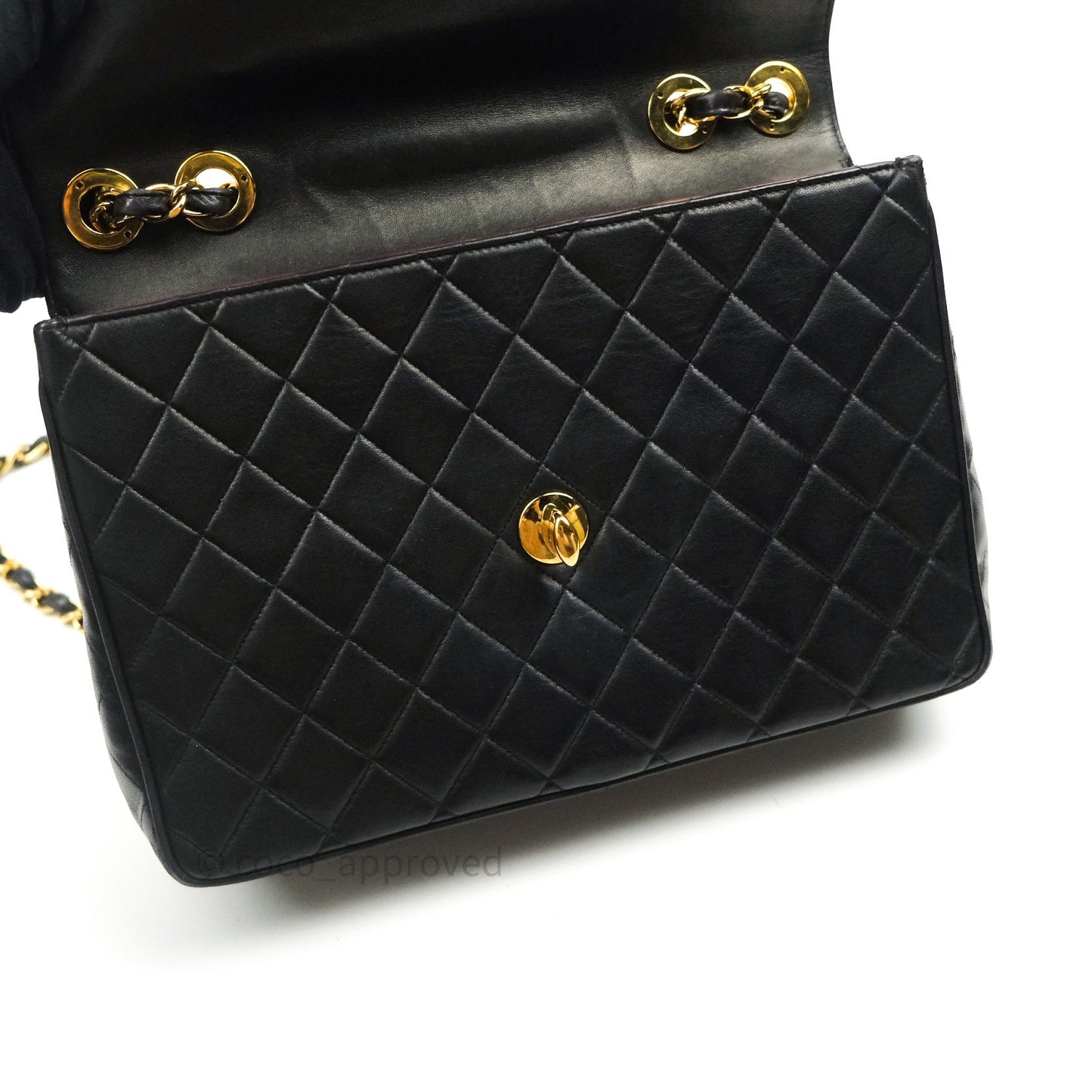 Chanel Vintage XL Jumbo Single Flap Black Lambskin 24K Gold Hardware