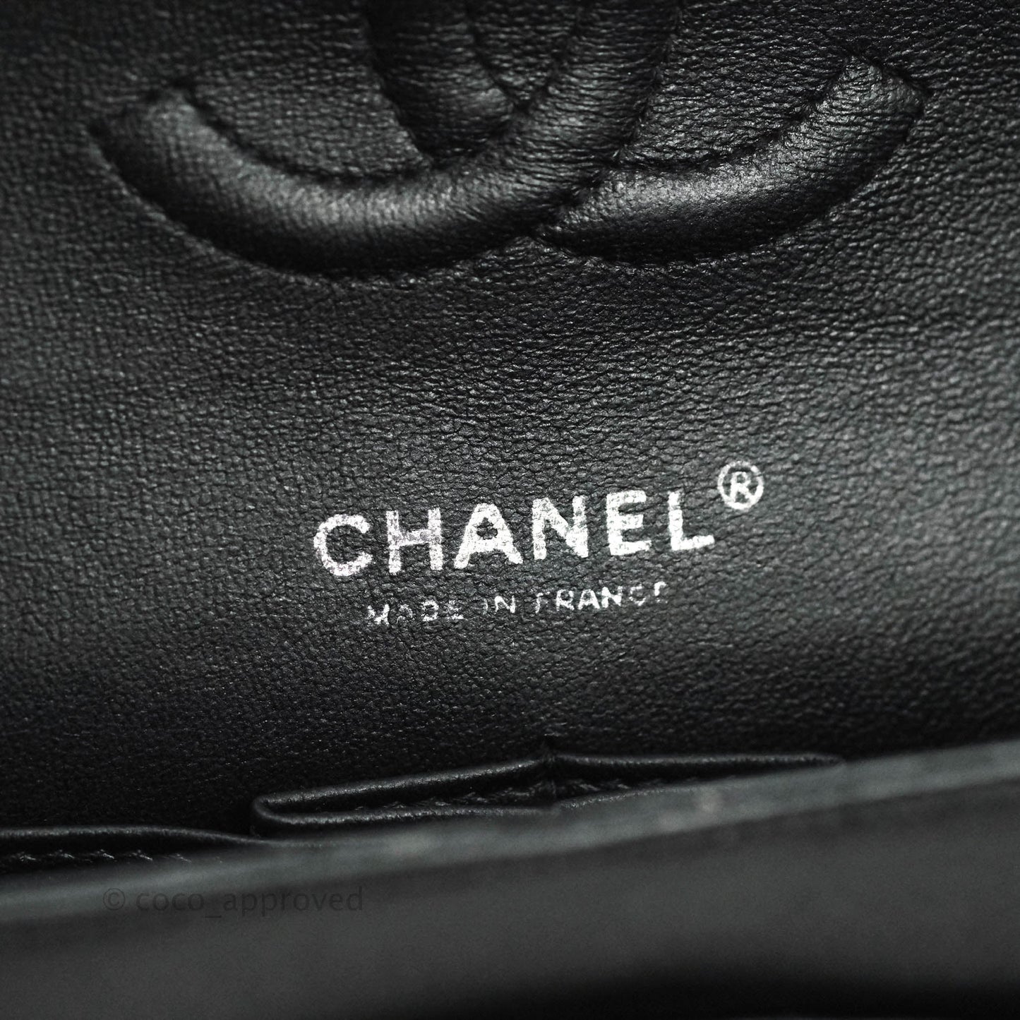 Chanel Classic M/L Medium Double Flap Bag Black Patent Silver Hardware