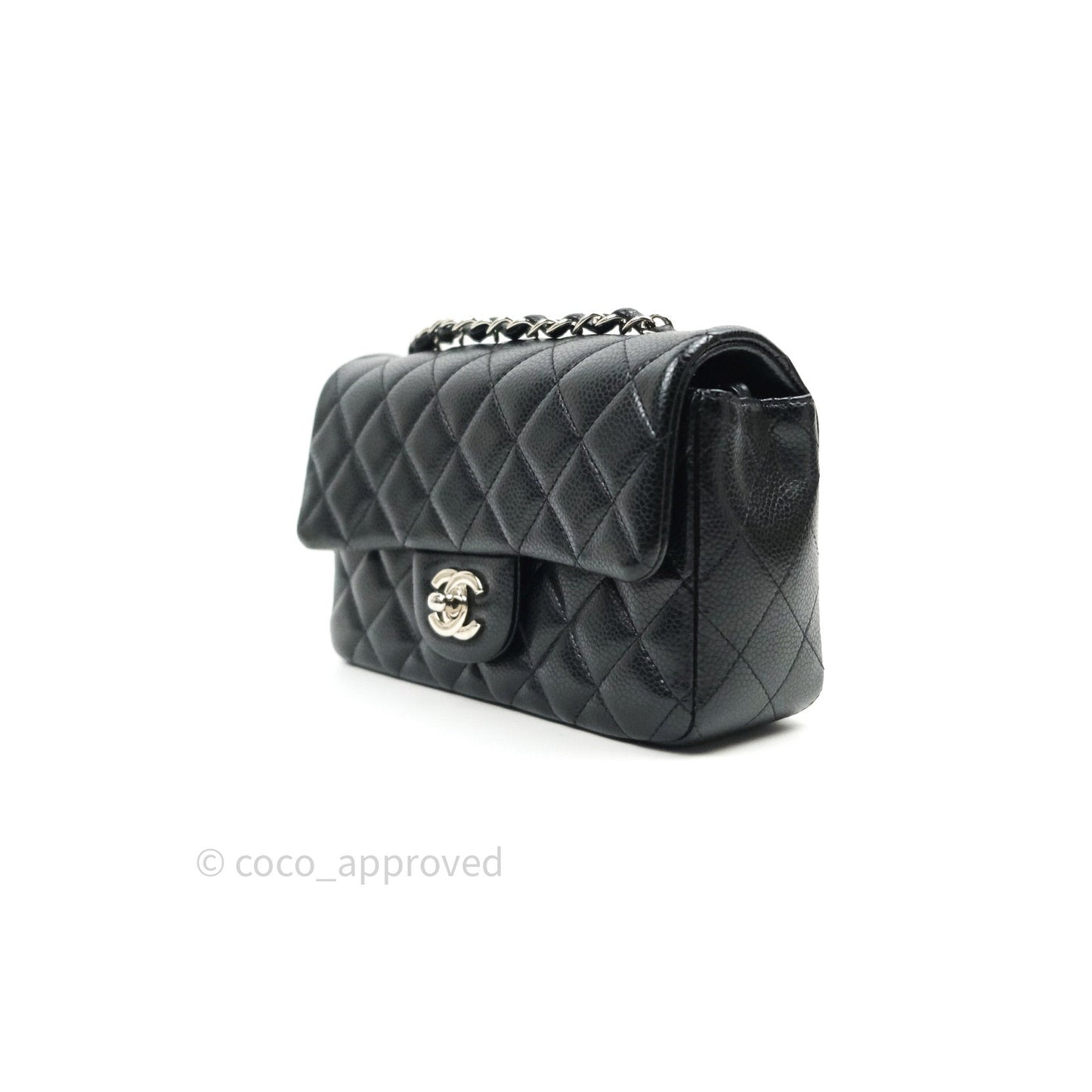 Chanel Quilted Mini Rectangular Black Caviar Silver Hardware
