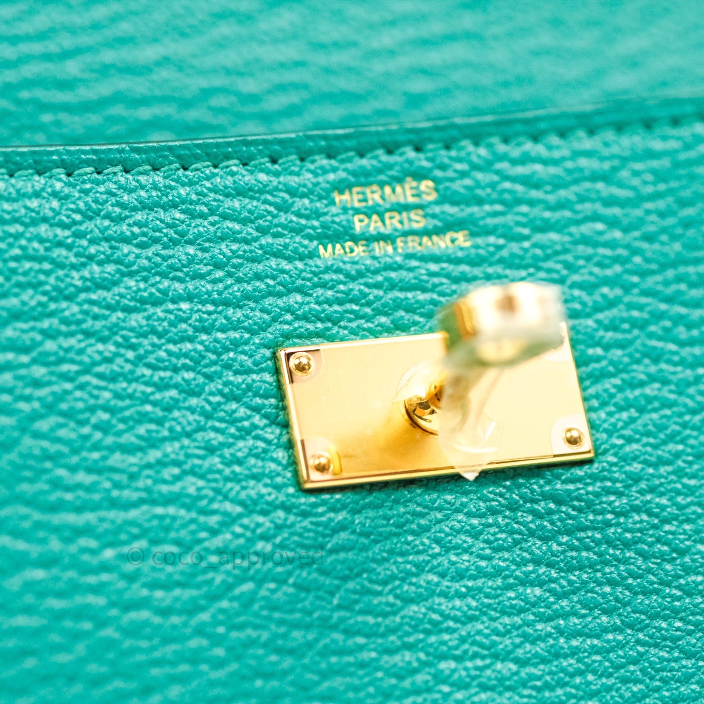Hermès Chevre Mysore Kelly Wallet Vert Verone Gold Hardware
