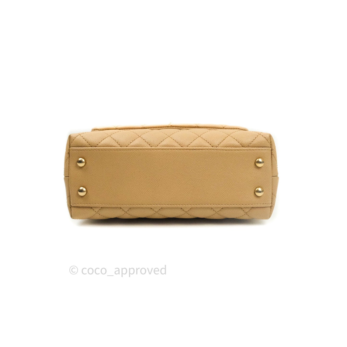 Chanel Mini Coco Handle Quilted Beige Caviar Gold Hardware Lizard Embossed Handle
