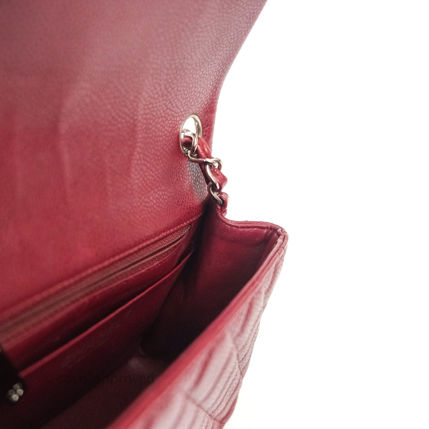 Chanel Mini Square Dark Red Caviar Silver Hardware