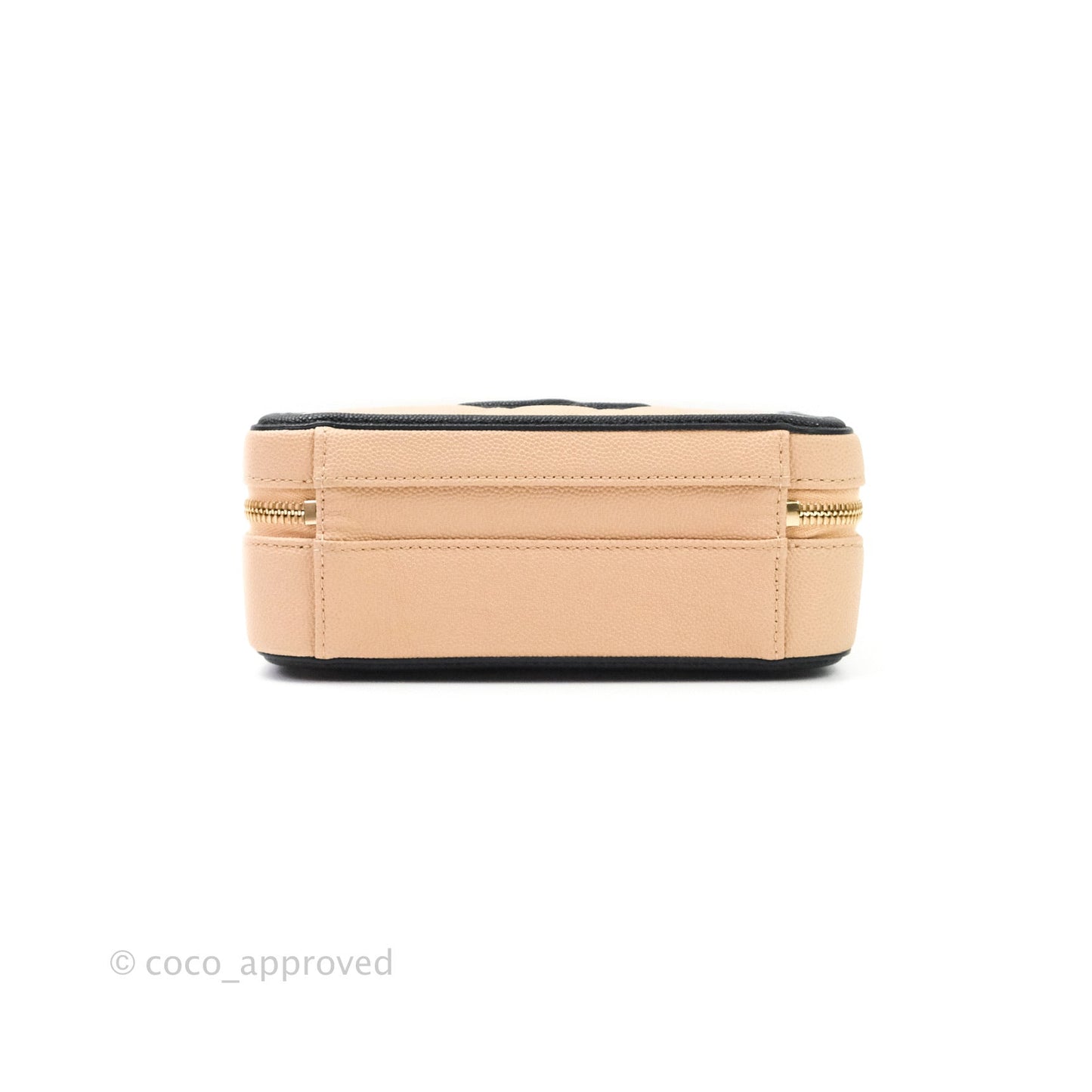 Chanel Quilted New Small CC Filigree Vanity Case Beige Caviar Gold Hardware