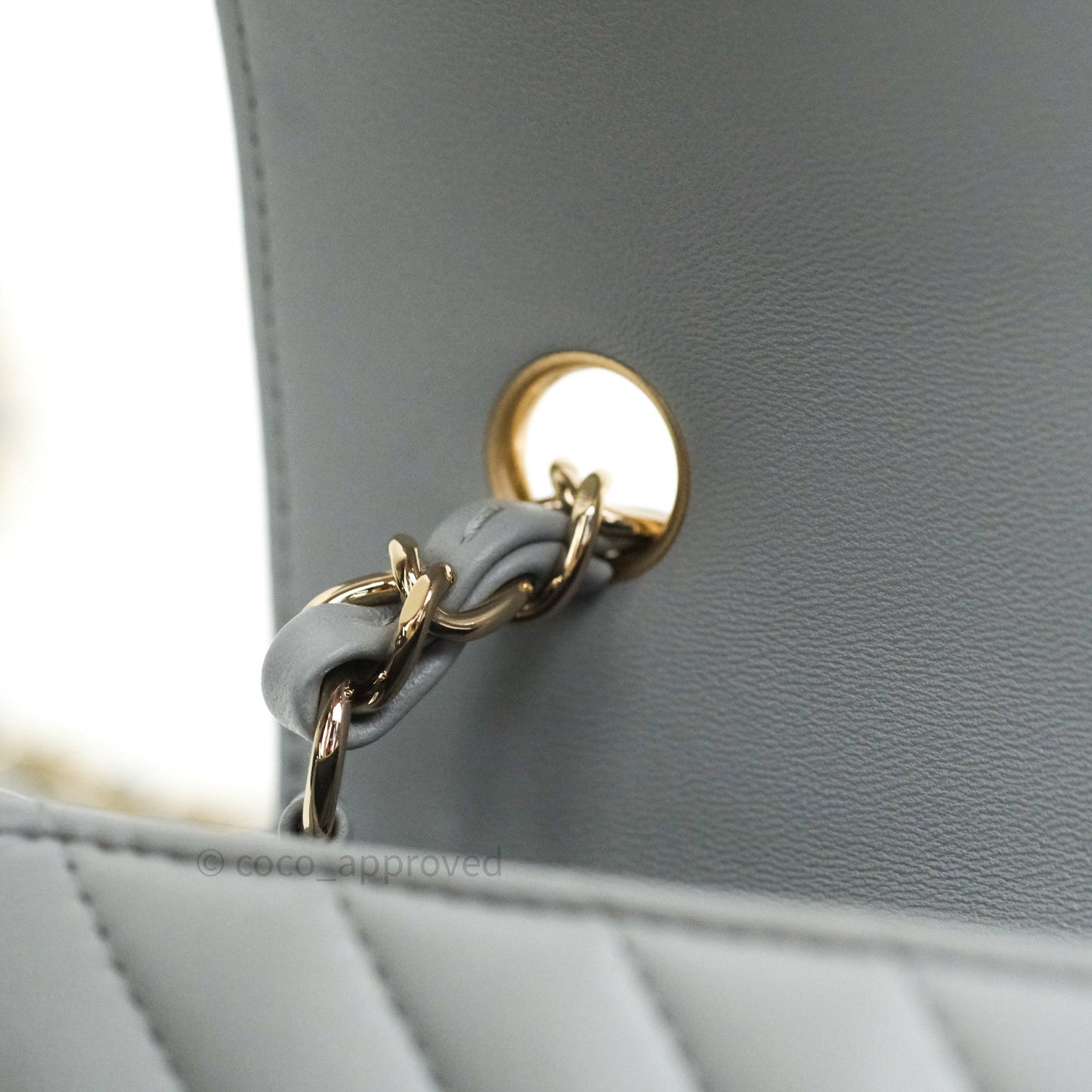 Chanel Quilted Mini Rectangular Grey Lambskin Gold Hardware