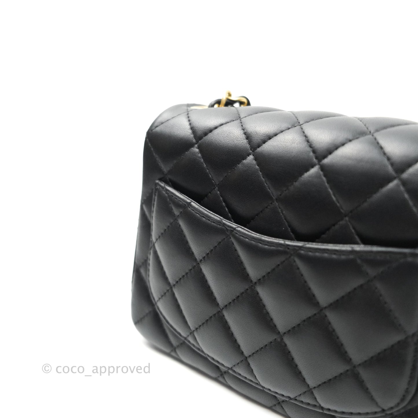 Chanel Mini Square Black Lambskin Aged Gold Hardware