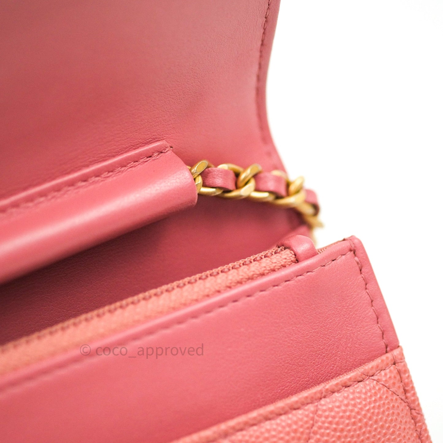 Chanel Filigree Wallet on Chain WOC Pink Caviar Gold Hardware