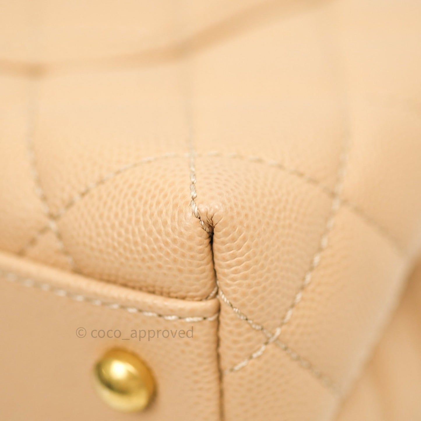 Chanel Mini Coco Handle Quilted Beige Caviar Gold Hardware Lizard Embossed Handle