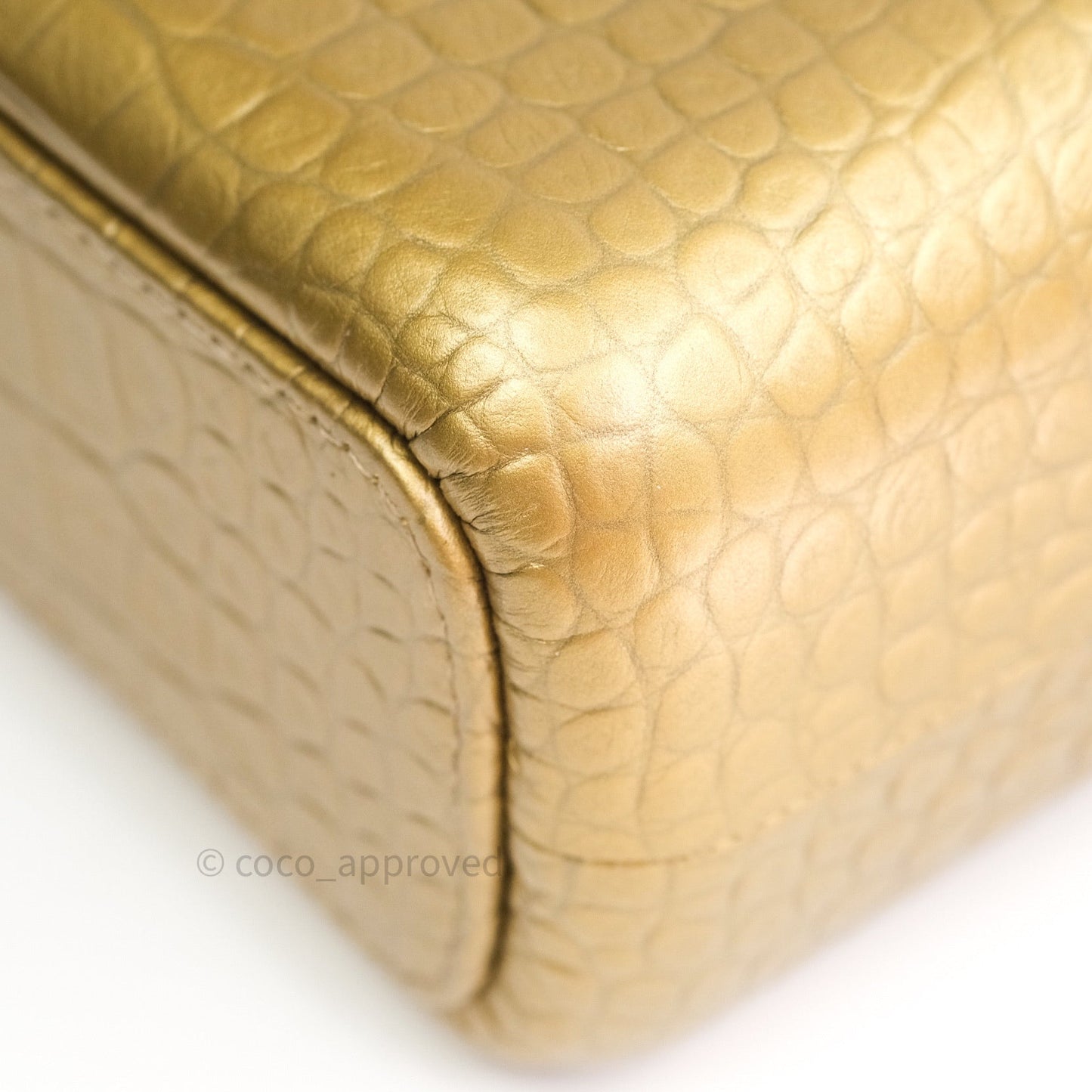 Chanel Crocodile Embossed Calfskin Medium Gabrielle Cocodile Hobo Gold