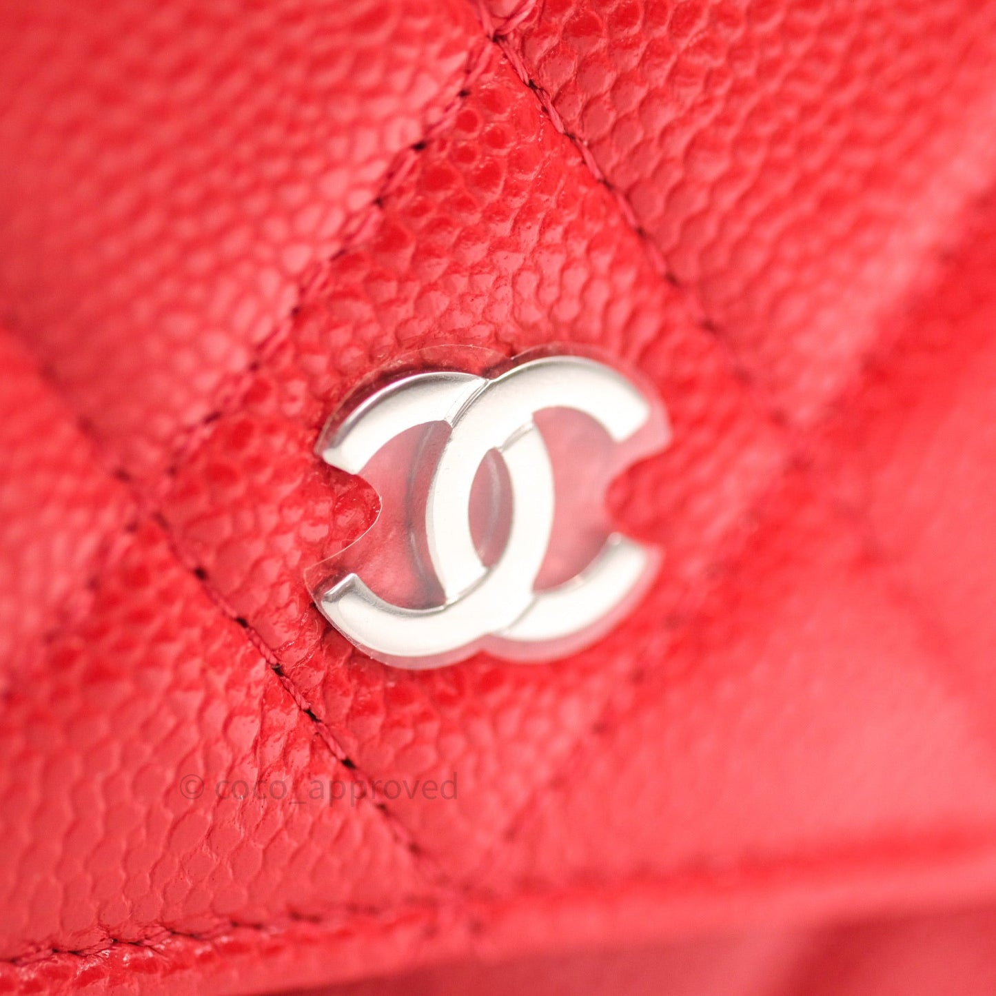 Chanel Quilted Mini Wallet on Chain WOC Brick Red Caviar Silver Hardware