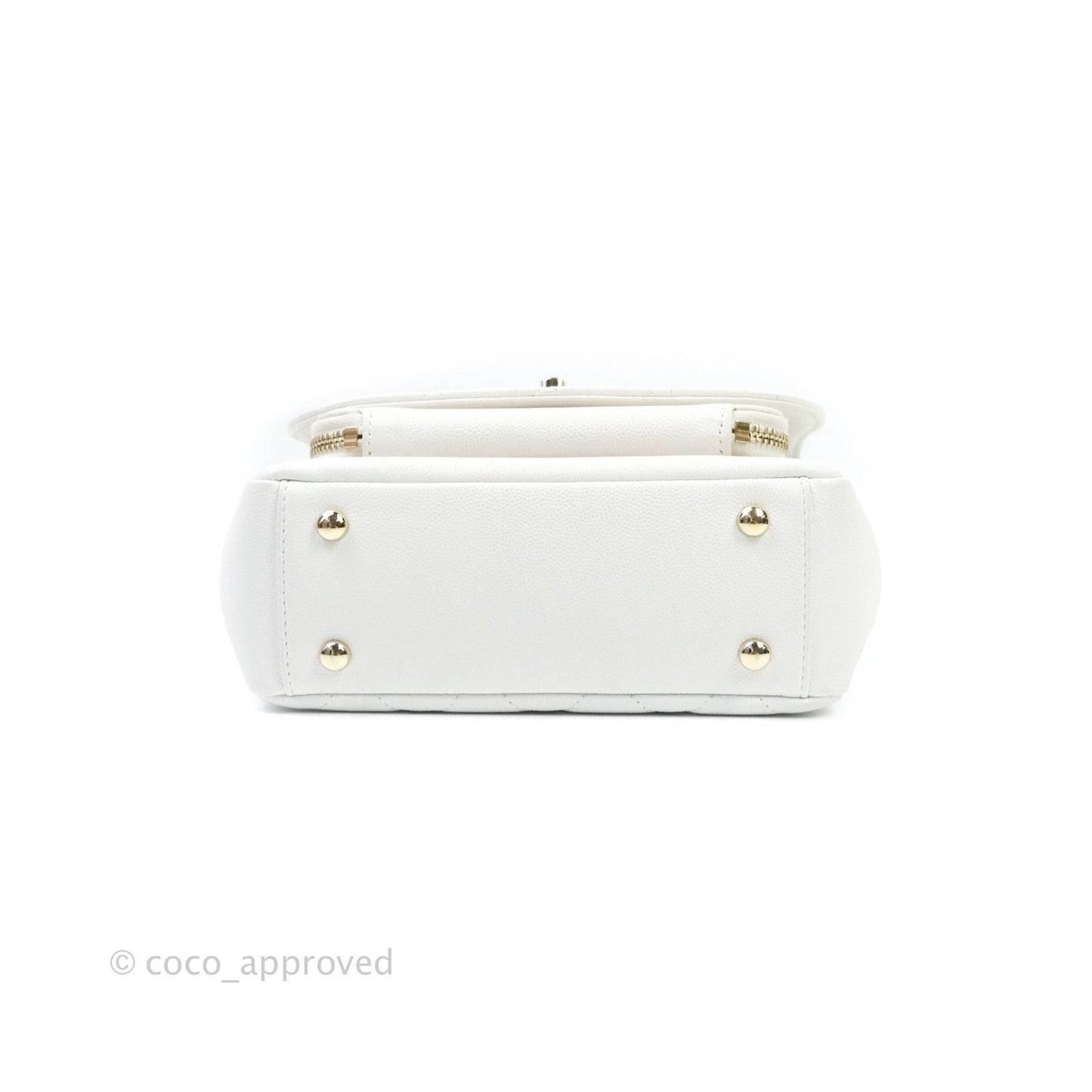 Chanel Quilted Small Business Affinity Flap White Caviar Light Gold Hardware