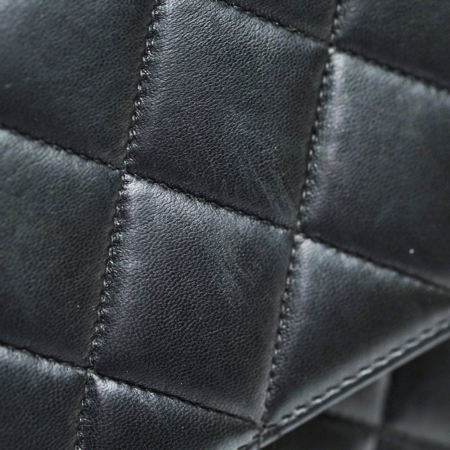 Chanel Classic Vintage Jumbo Single Flap Black Lambskin Silver Hardware