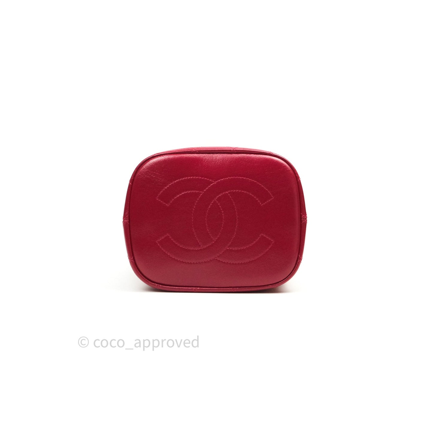 Chanel Drawstring Bucket Bag Red Calfskin Gold Hardware 20S