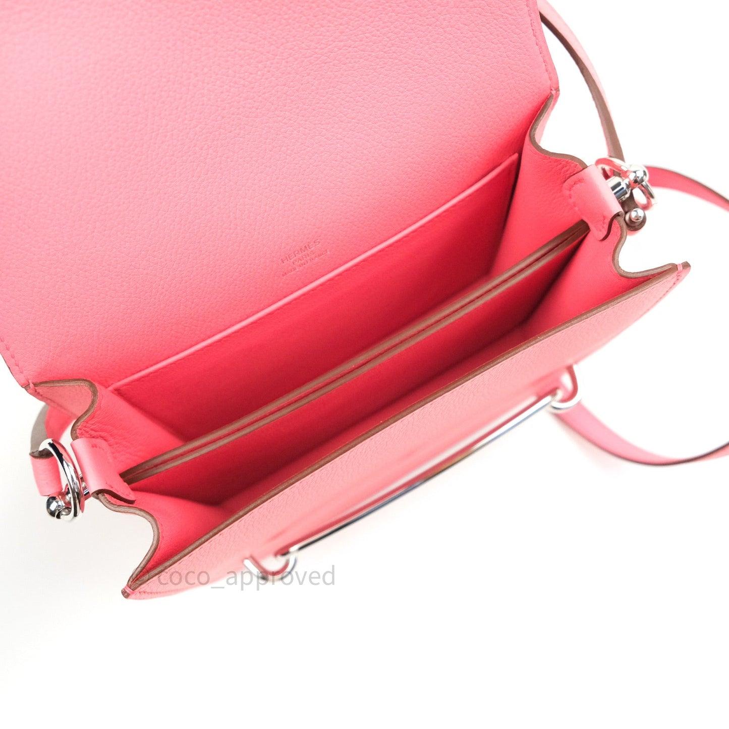 Hermès Roulis Mini 18 Rose Azalee Evercolor Palladium Hardware