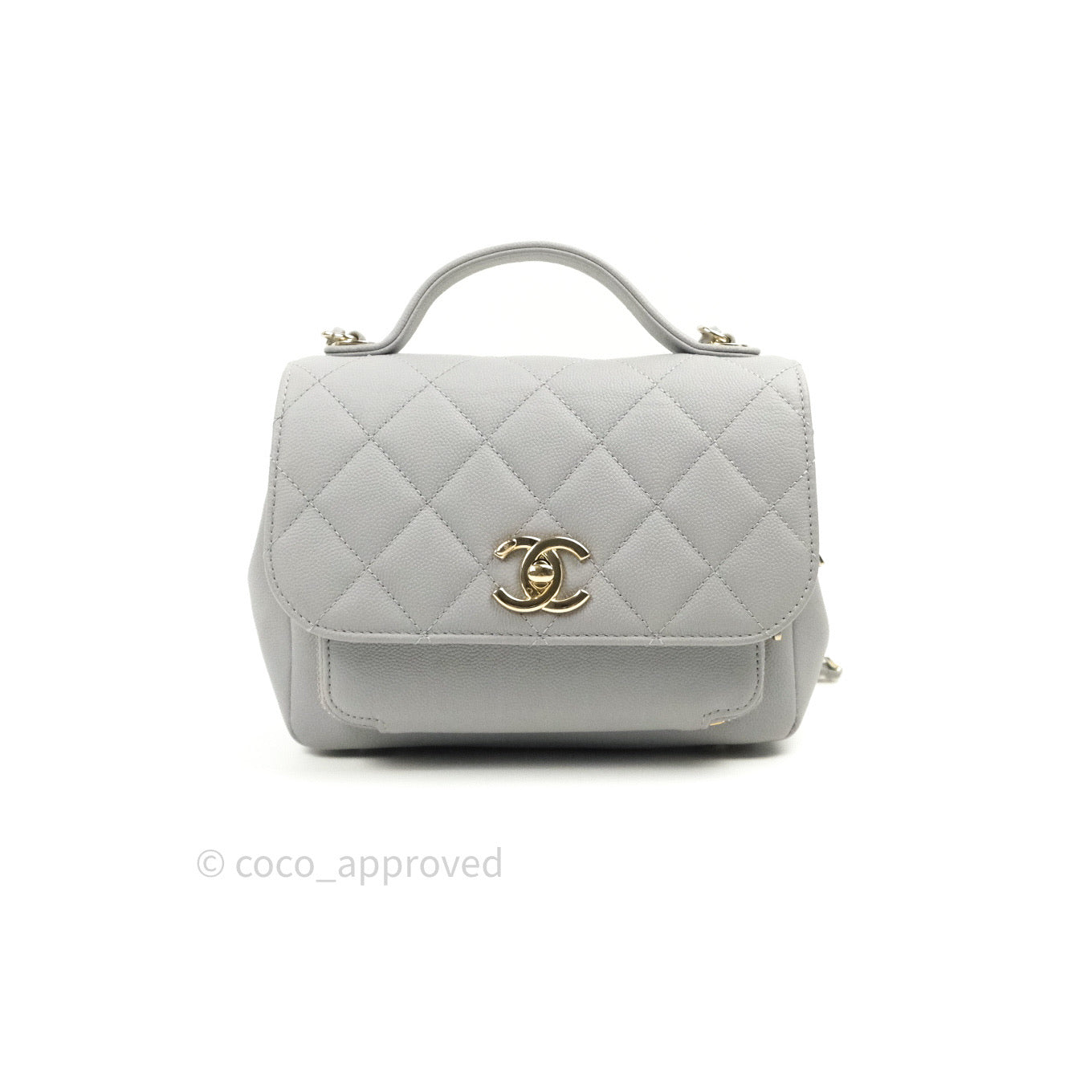 Chanel Caviar Quilted Small Business Affinity Flap Grey Light Gold Hardware