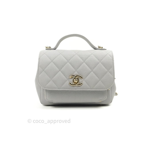Chanel Caviar Quilted Small Business Affinity Flap Grey Light Gold Hardware