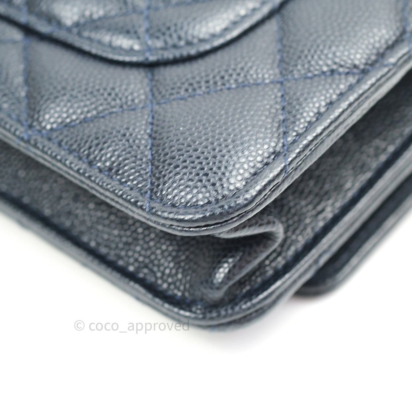 Chanel Quilted Wallet on Chain WOC Navy Caviar Gold Hardware