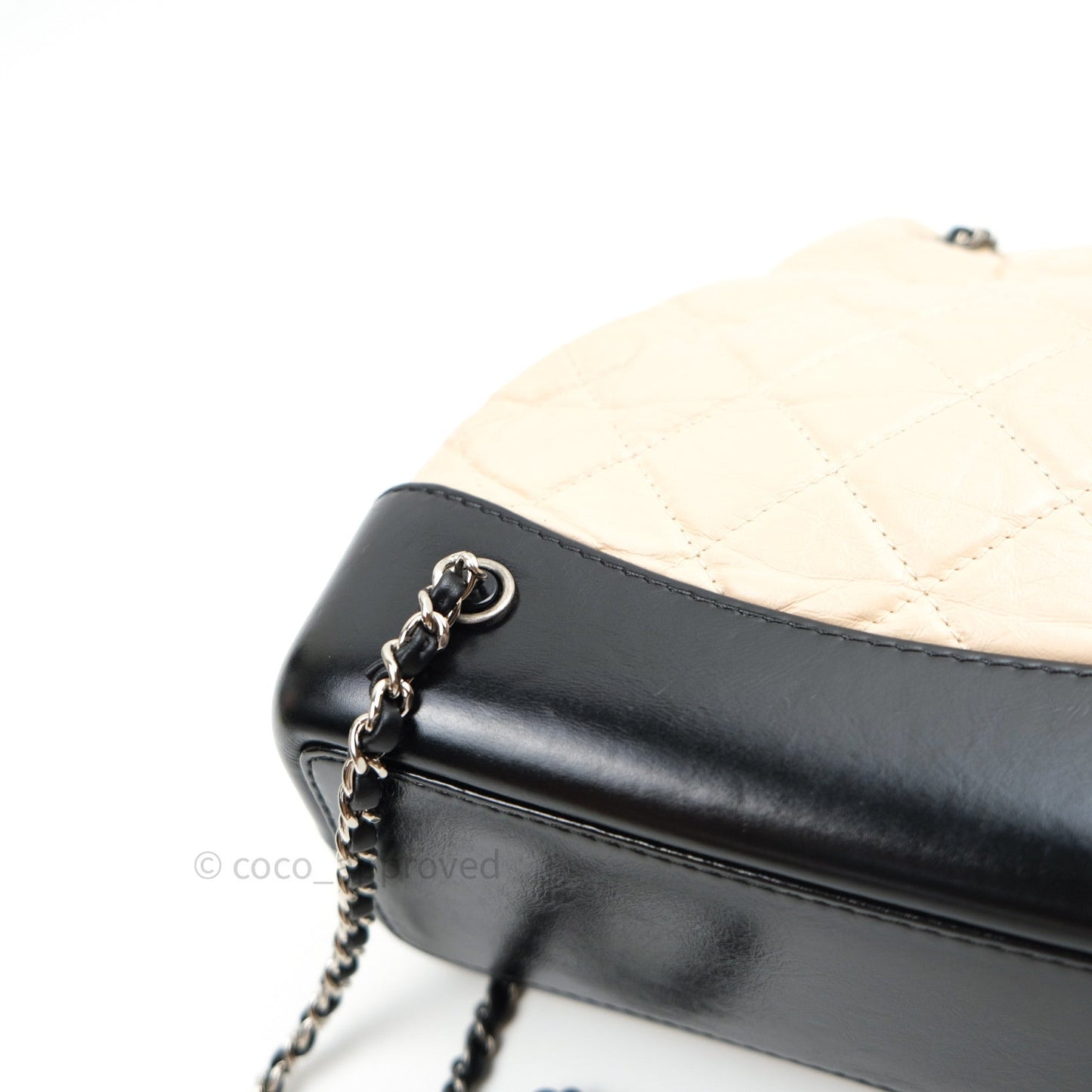 Chanel Gabrielle Backpack Black Aged Calfskin Small Beige Black