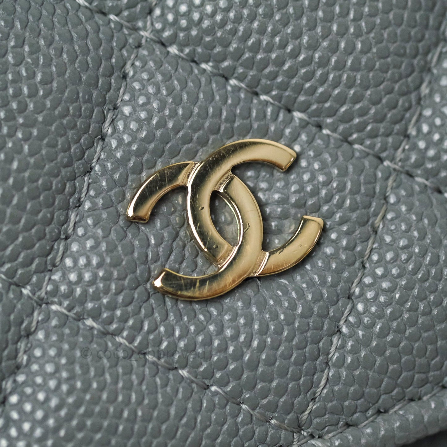 Chanel Caviar Quilted Wallet on Chain WOC Grey Light Gold Hardware 20C