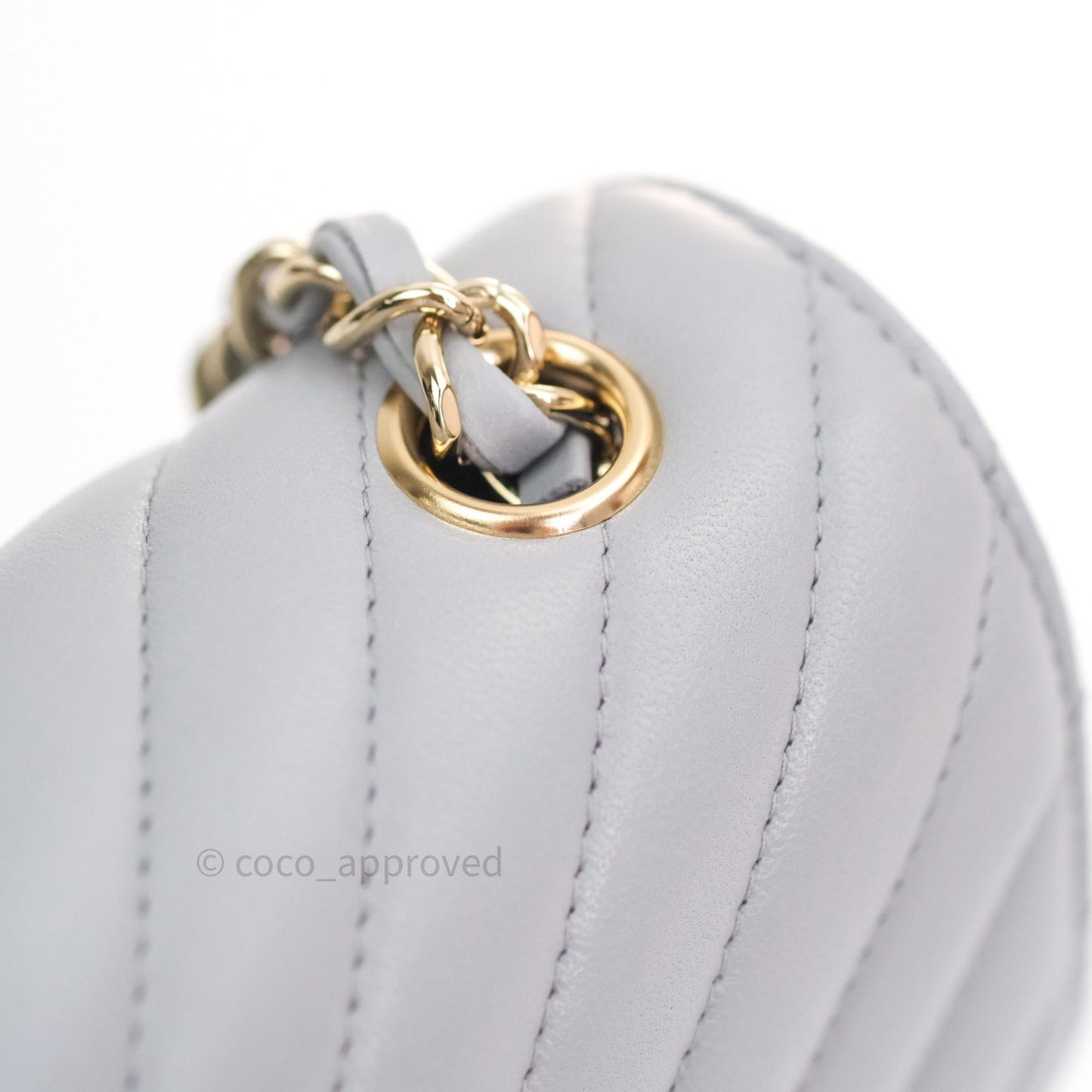 Chanel Quilted Mini Rectangular Grey Lambskin Gold Hardware