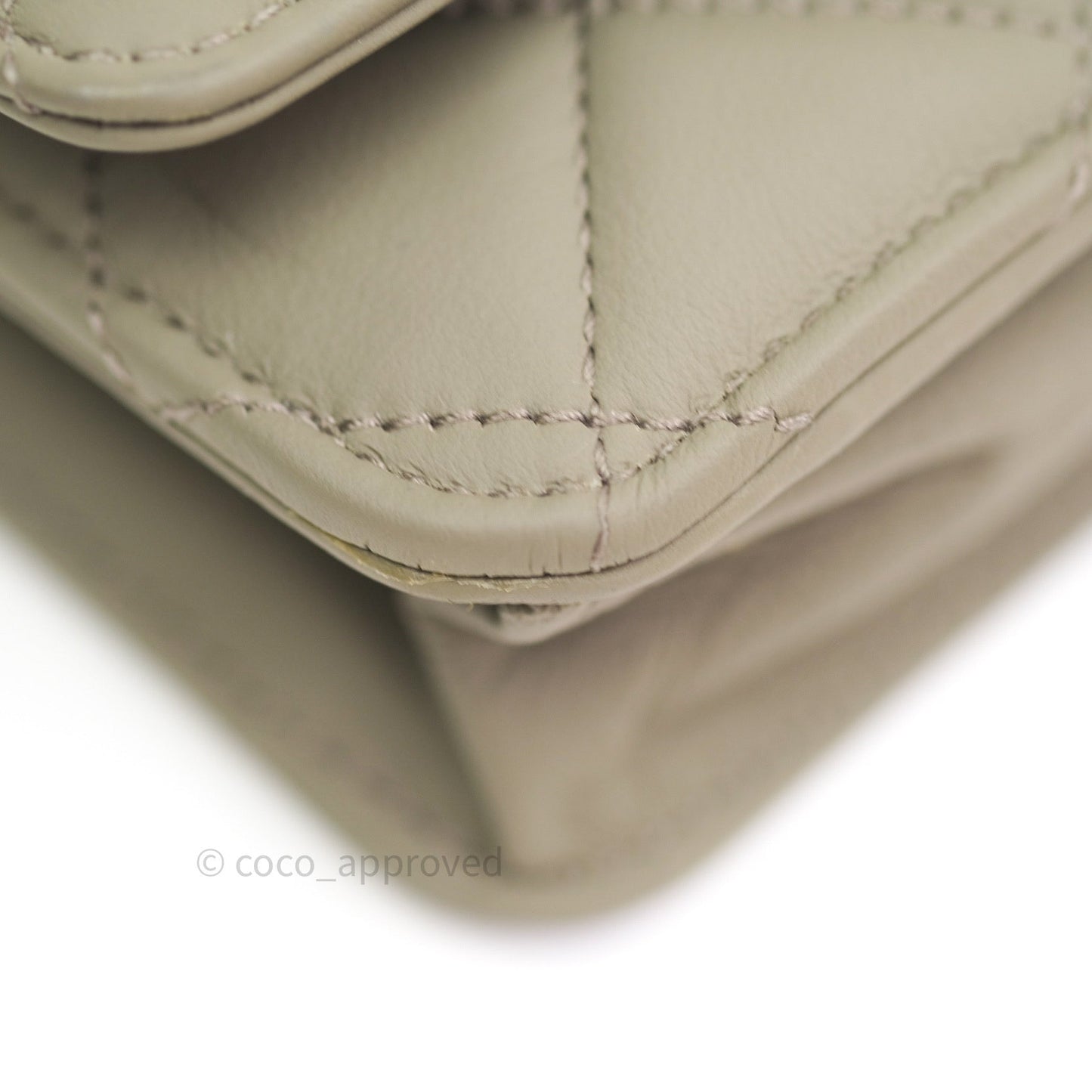 Chanel Quilted Wallet on Chain WOC Grey Calfskin Matte Grey Hardware