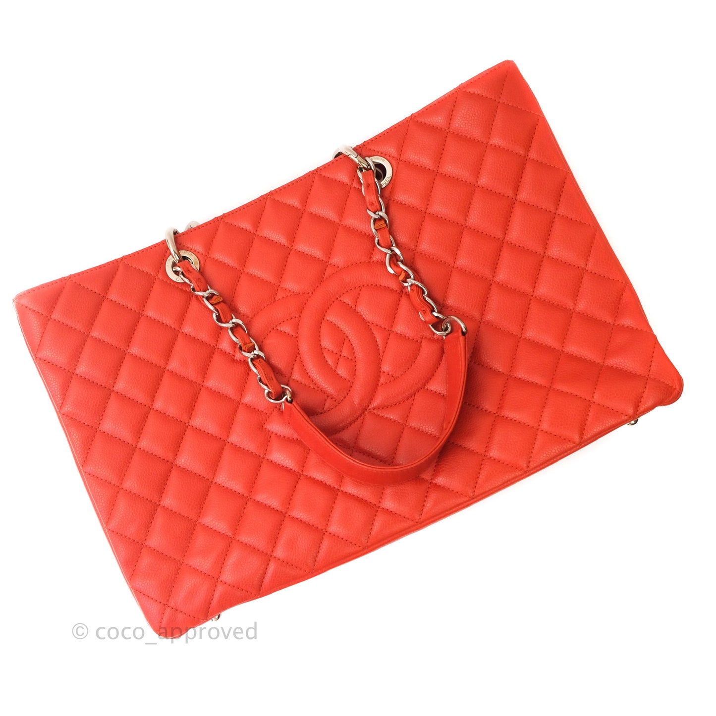 Chanel XL Grand Shopping Tote GST Red Caviar Silver Hardware