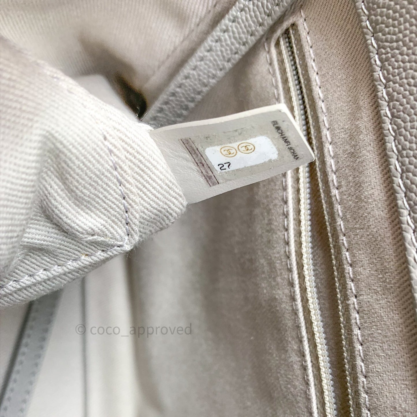 Chanel Quilted Medium Coco Handle Shopping Tote Grey Caviar Gold Hardware