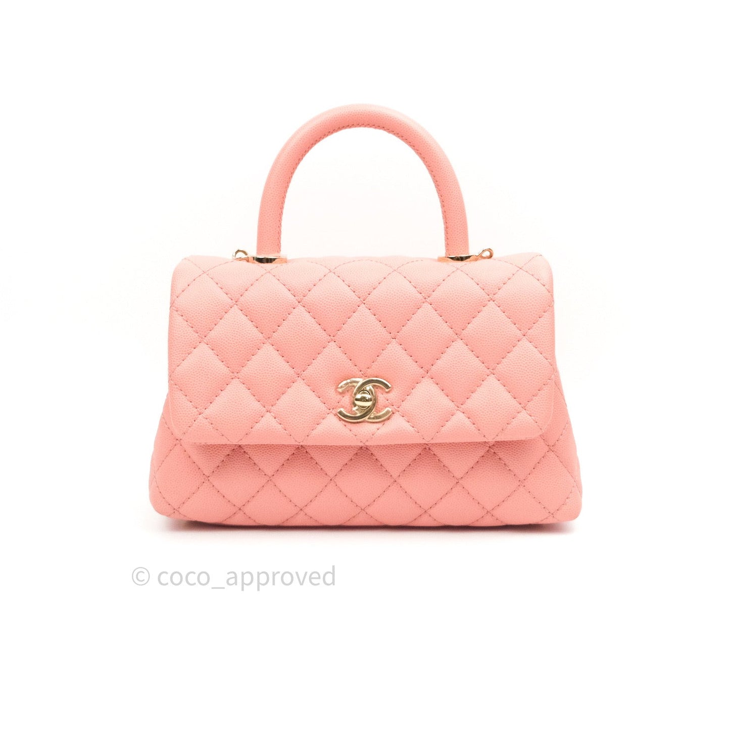 Chanel Mini Coco Handle Pink Caviar Quilted Gold Hardware
