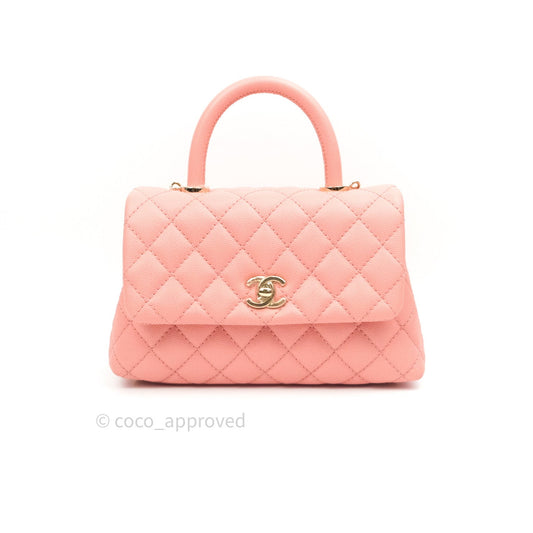 Chanel Mini Coco Handle Pink Caviar Quilted Gold Hardware