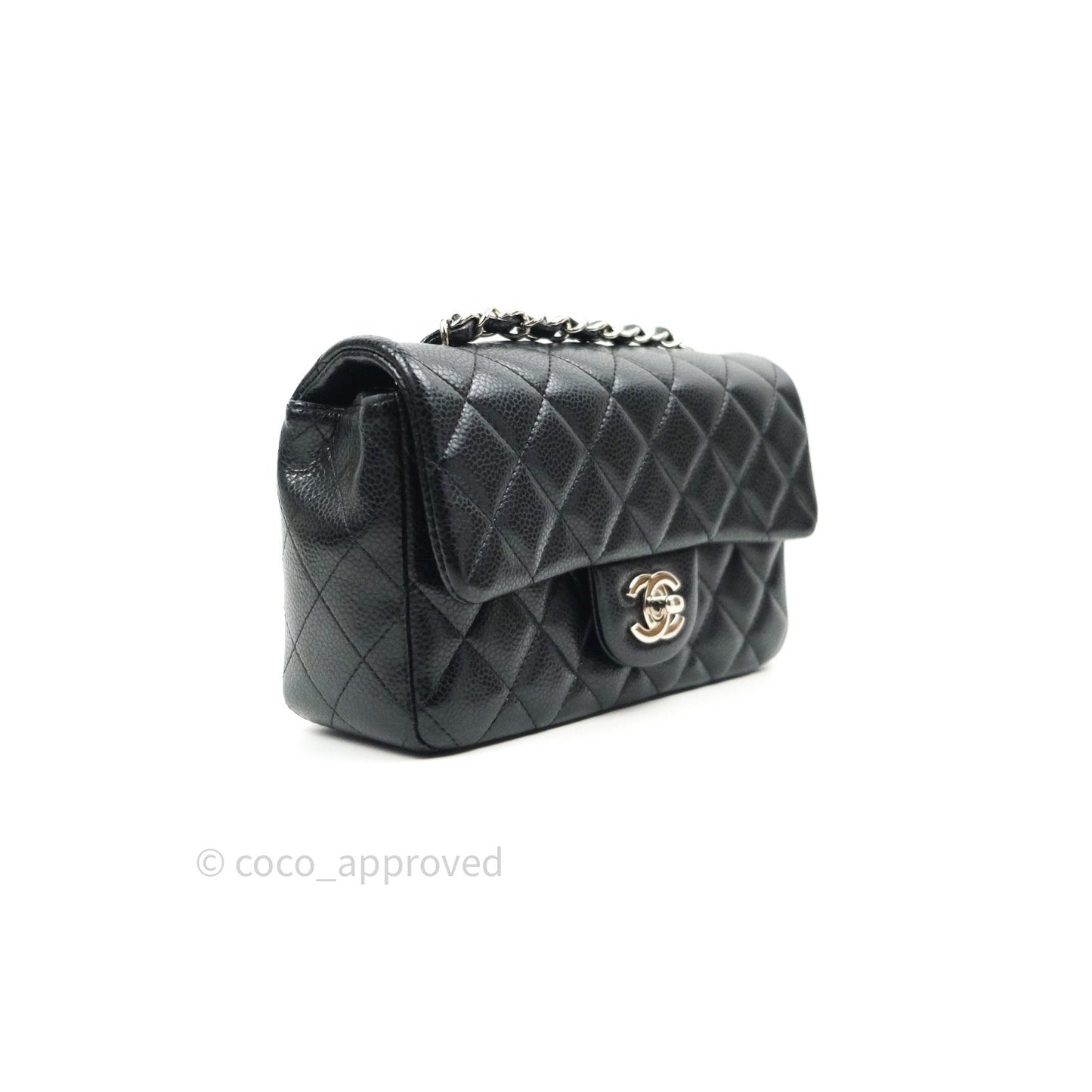 Chanel Quilted Mini Rectangular Black Caviar Silver Hardware