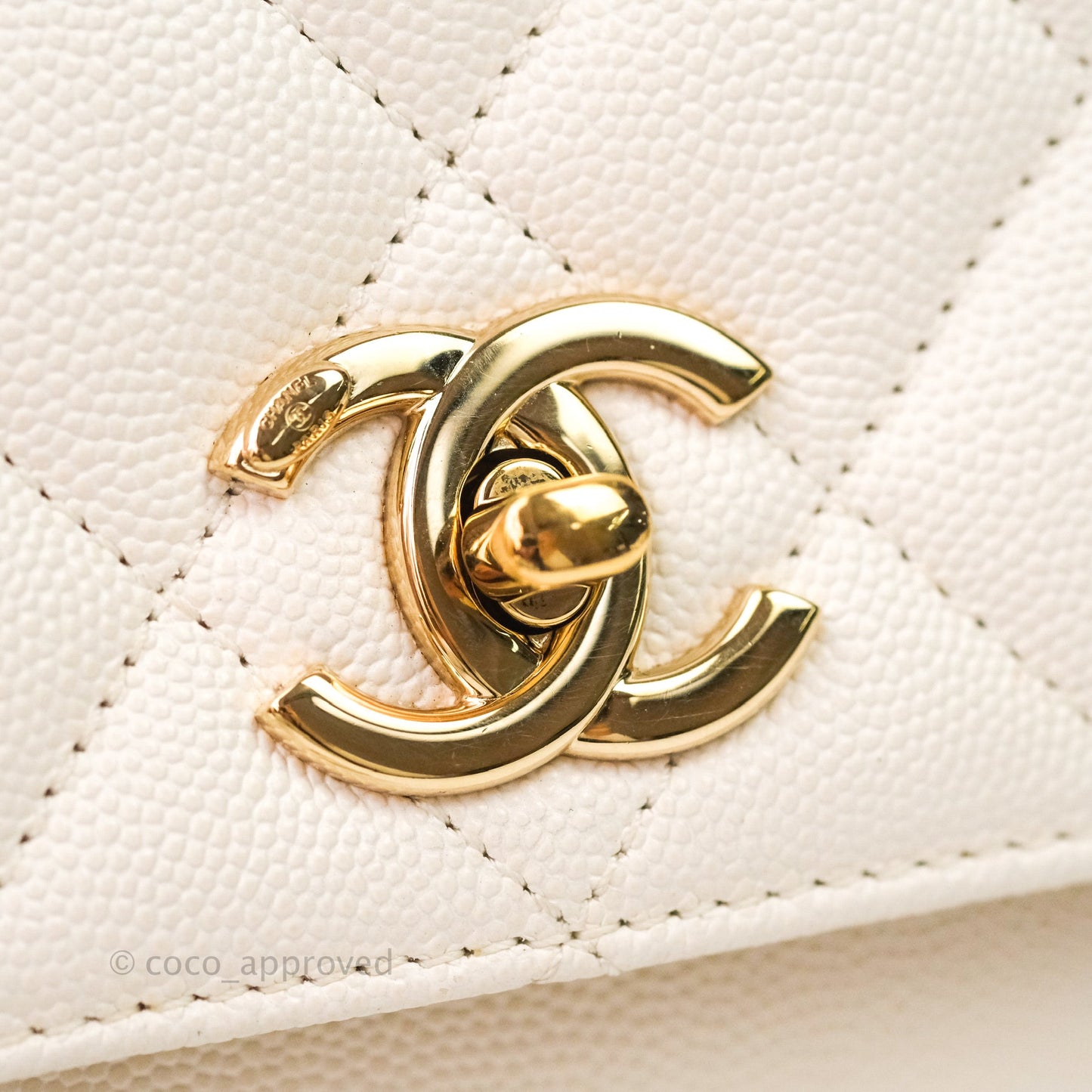 Chanel Quilted Small Business Affinity Flap Ivory Caviar Light Gold Hardware