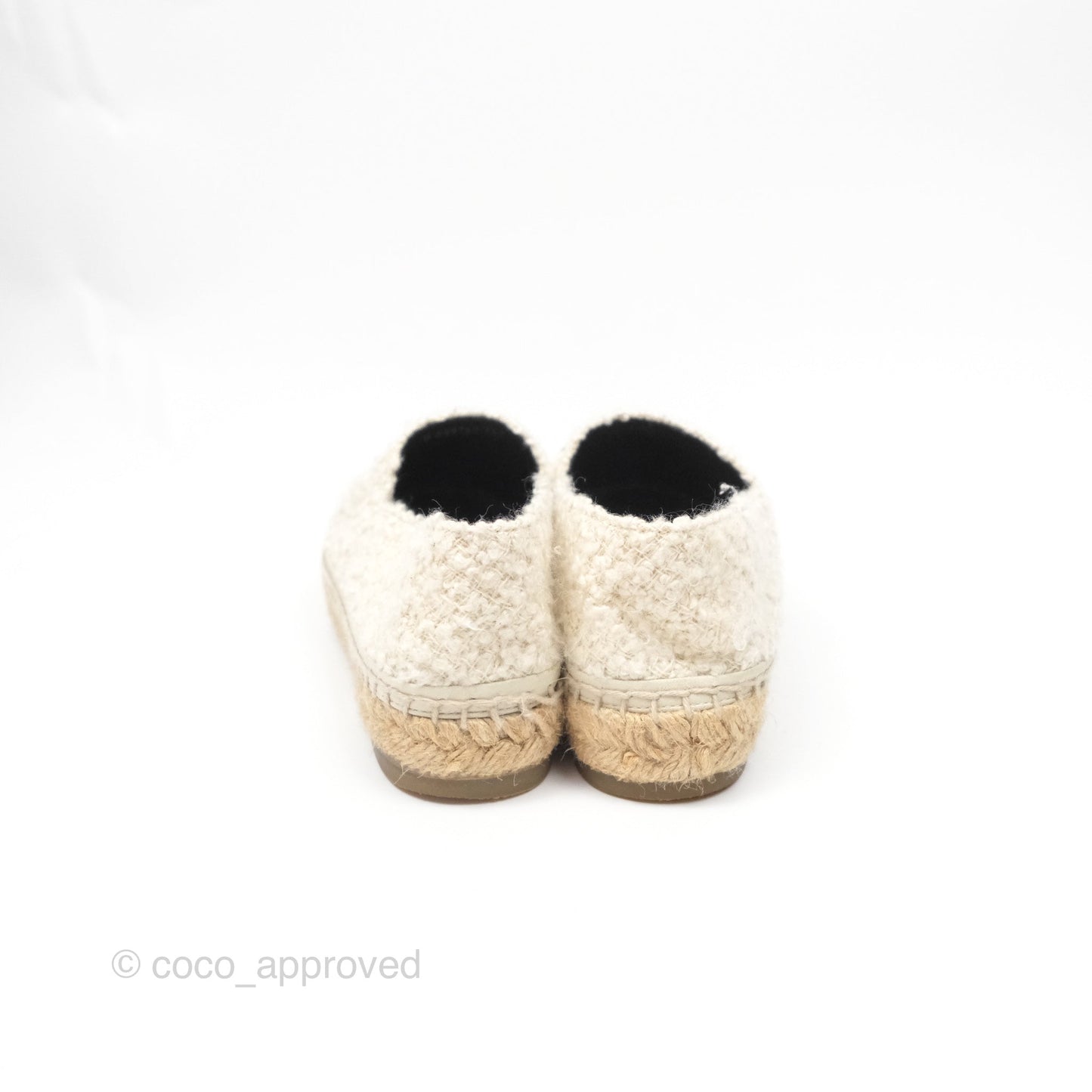 Chanel CC Espadrille Black White Tweed Size 36