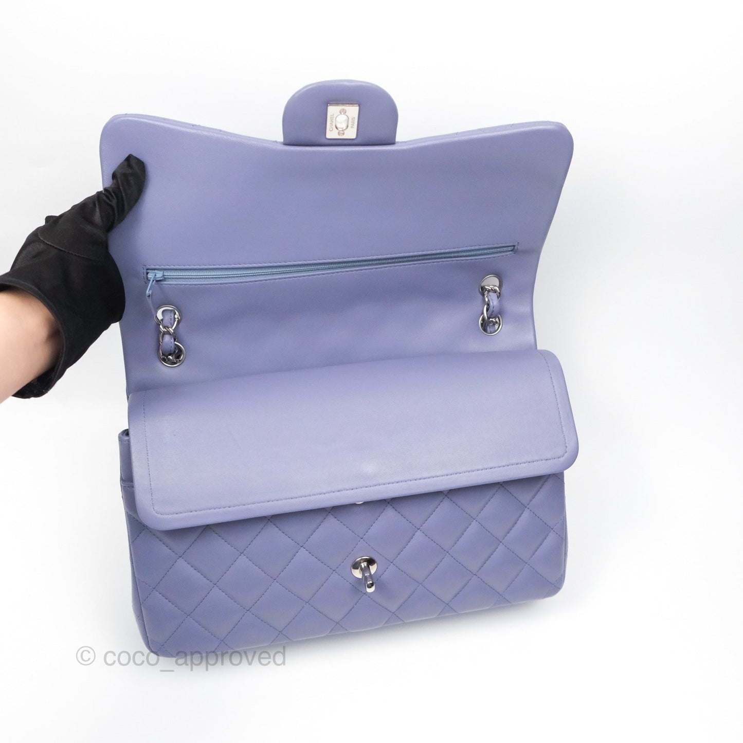 Chanel Jumbo Double Flap Lavender Blue Lambskin Silver Hardware⁣⁣