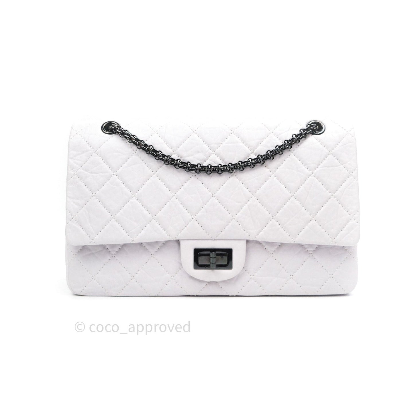 Chanel Reissue Quilted Aged Calfskin White Black Hardware 227