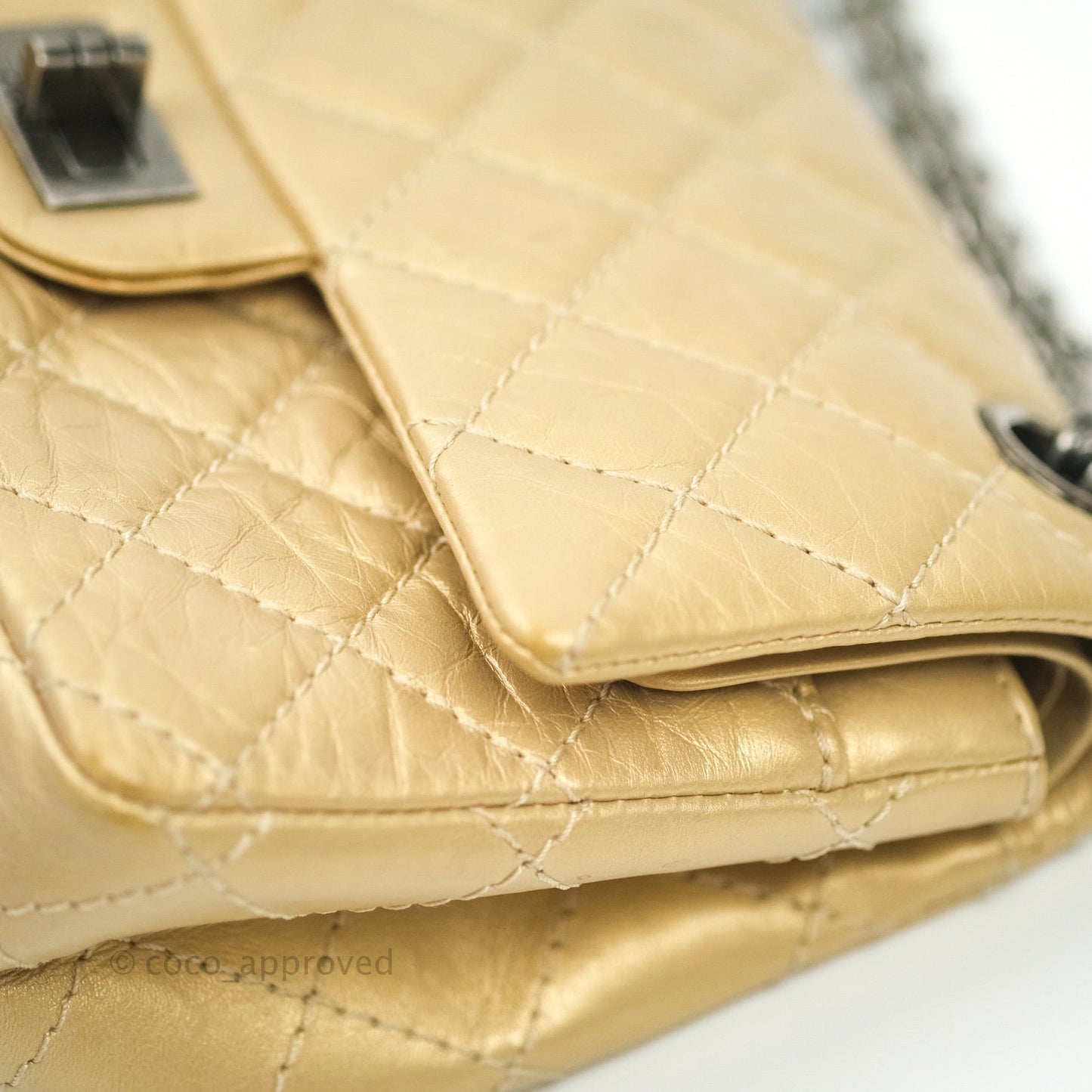 Chanel Mini Reissue 224 Gold Aged Calfskin Ruthenium Hardware