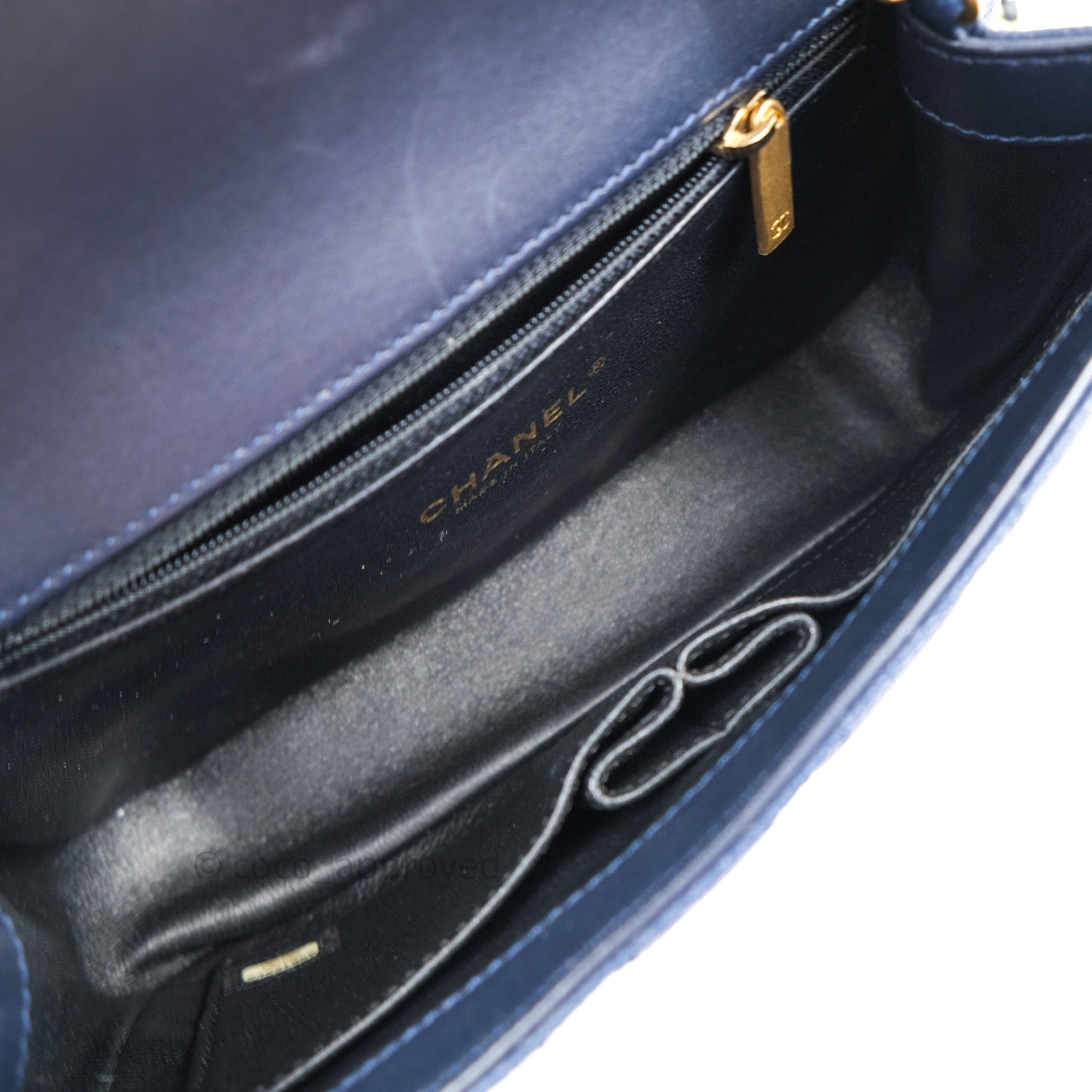 Chanel Caviar Quilted Small CC Filigree Flap Navy Black