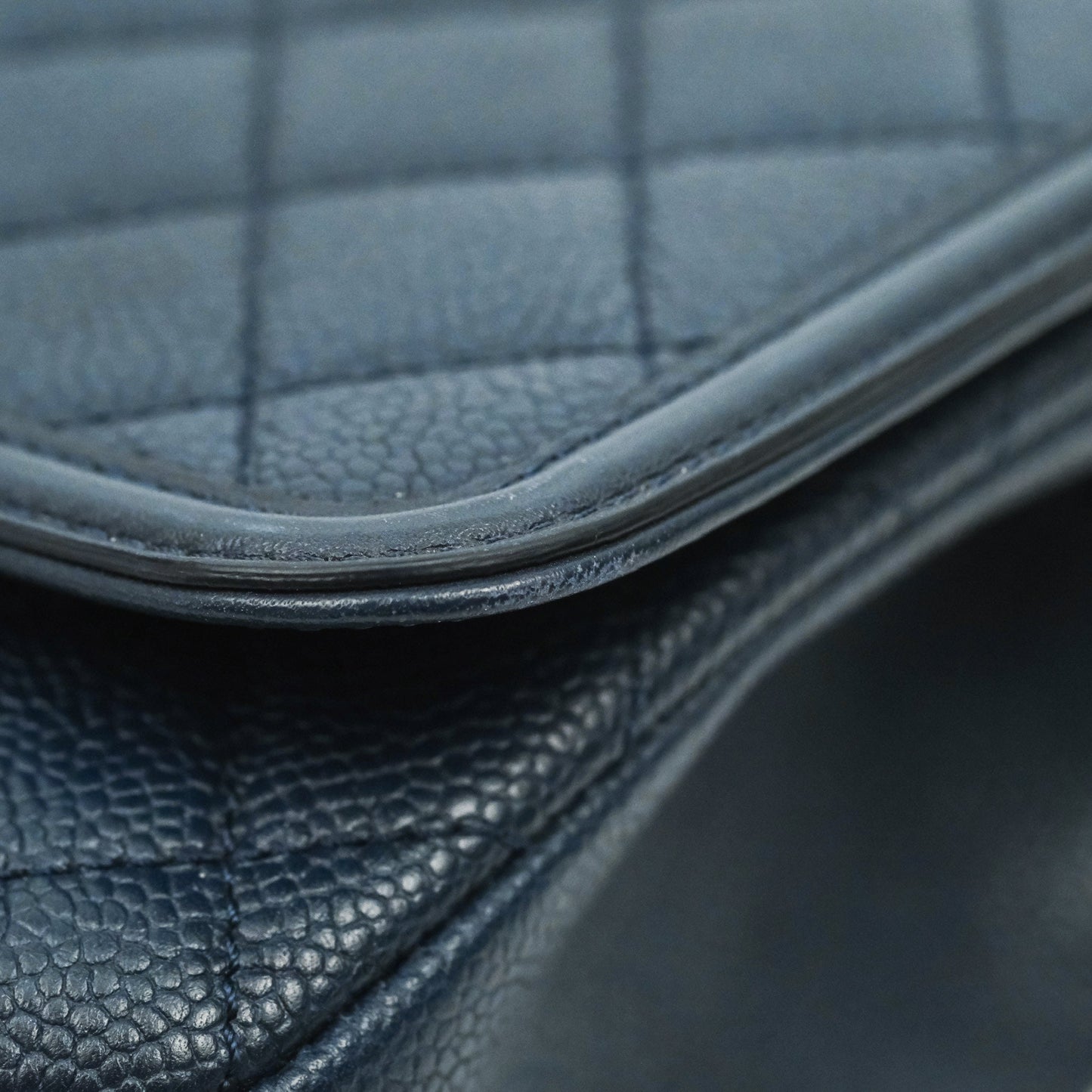 Chanel Quilted Medium CC Filigree Flap Navy Caviar Aged Gold Hardware