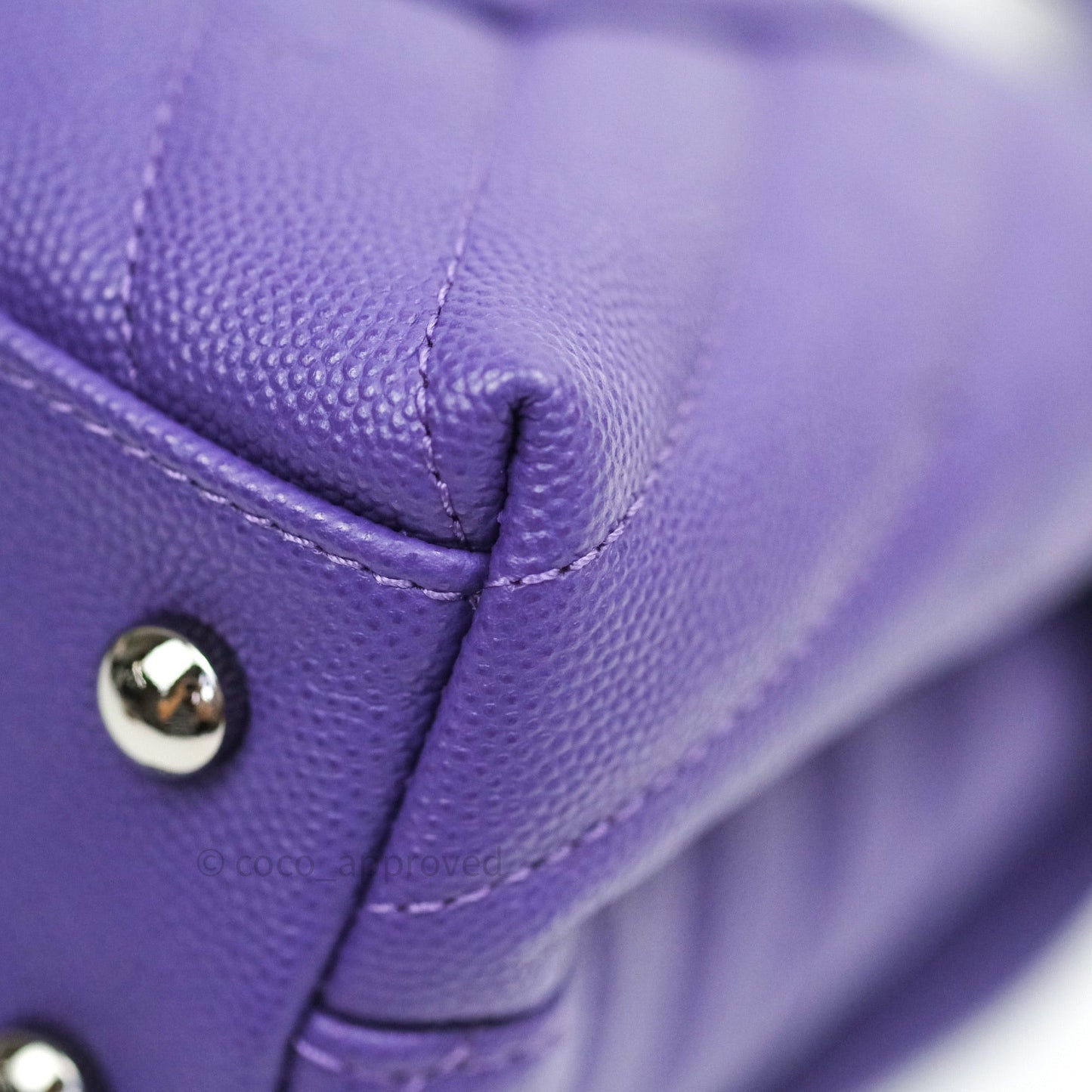 Chanel Mini Coco Handle Chevron Purple Caviar Quilted Dark Silver Hardware