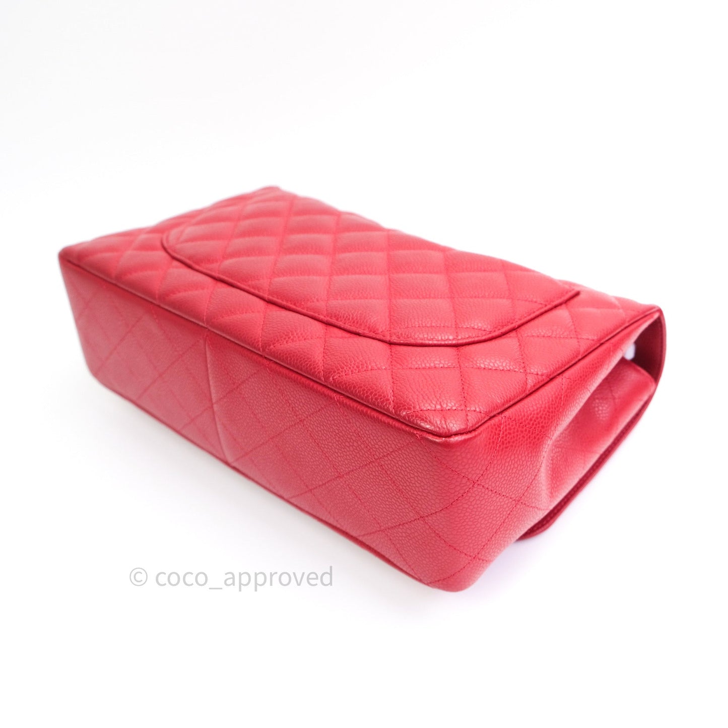 Chanel Jumbo Single Flap Red Caviar Silver Hardware⁣⁣