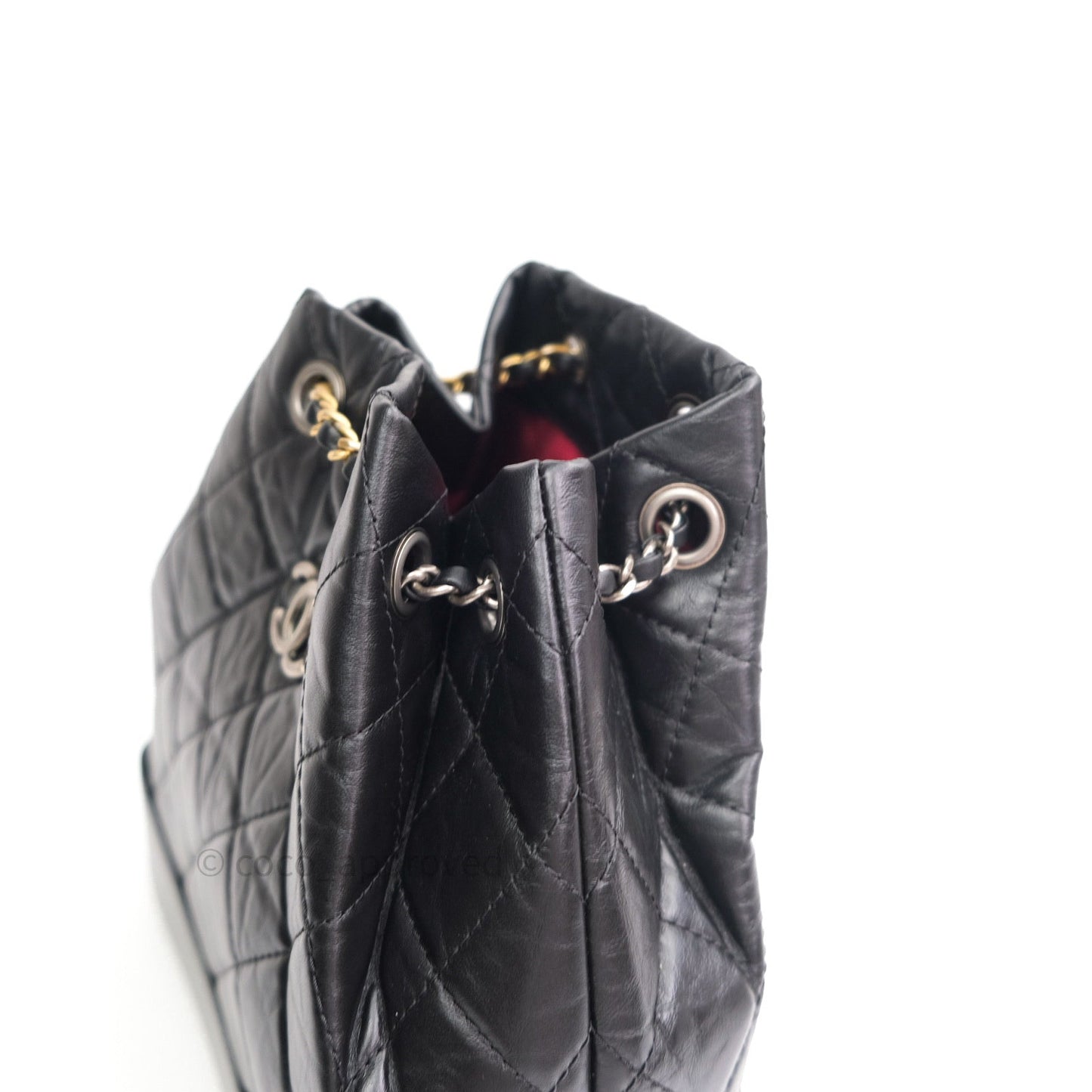 Chanel Gabrielle Backpack Black Aged Calfskin Small Black Mixed Hardware