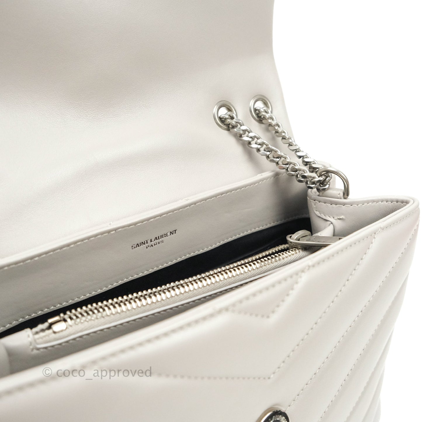 Saint Laurent Loulou Small Bag Light Grey Silver Hardware