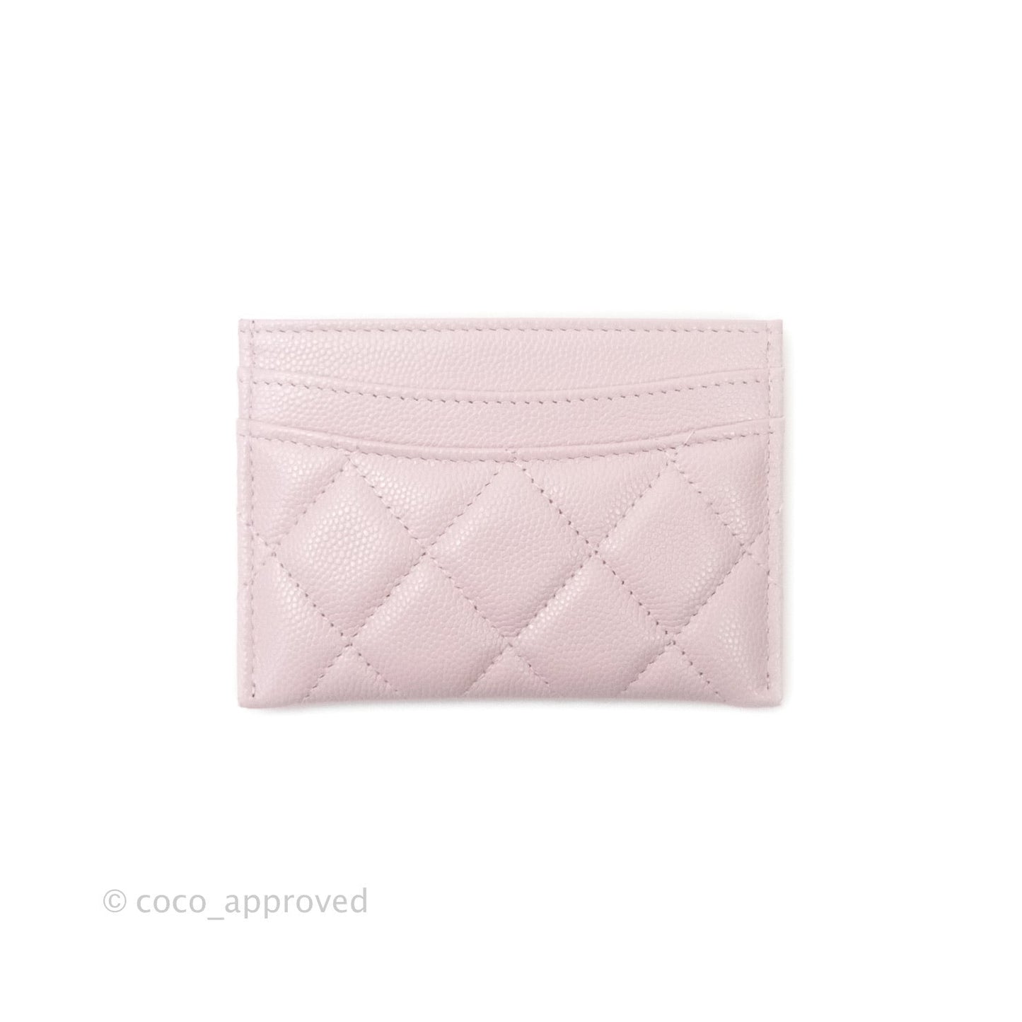 Chanel Quilted Classic Lilac Rose Clair Caviar Gold Hardware Flat Card Holder 21S